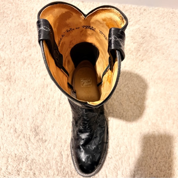 Tony Lama Black Western Boots full quill ostrich leather - Picture 4 of 5
